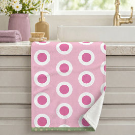 Conjunto De Toalhas Padrão de Anel de Círculo Moderno Rosa Branco Salv