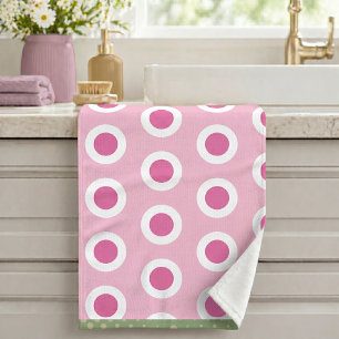 Conjunto De Toalhas Padrão de Anel de Círculo Moderno Rosa Branco Salv