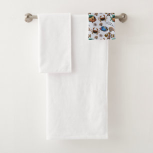 Conjunto De Toalhas Padrão de animais aquáticos   vida submarina do oc