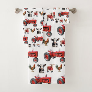 Conjunto De Toalhas Padrão de Animais de Fazenda Modernos no Campo