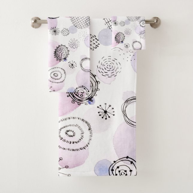 Conjunto De Toalhas Padrão de Aquarela dos Tons Quentes (Insitu)