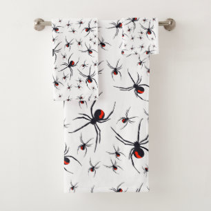 Conjunto De Toalhas Padrão de aranha vermelha e preta