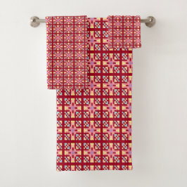 Conjunto De Toalhas Padrão de Arte Cruzada Abstrata de Geometria de Pi