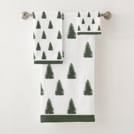Conjunto De Toalhas Padrão de árvore de Natal moderno e elegante