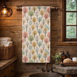 Conjunto De Toalhas Padrão de Árvore Minimalista de Outono Floresta de