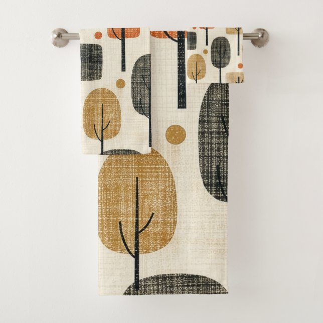 Conjunto De Toalhas Padrão de Árvore Modernista de Meados do Século (Insitu)