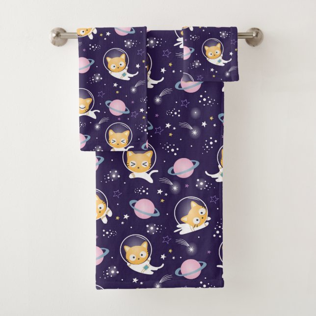 Conjunto De Toalhas Padrão de Astronautas de Gato Gato-Gato (Insitu)