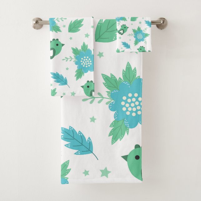 Conjunto De Toalhas Padrão de Aves de Flores (Insitu)