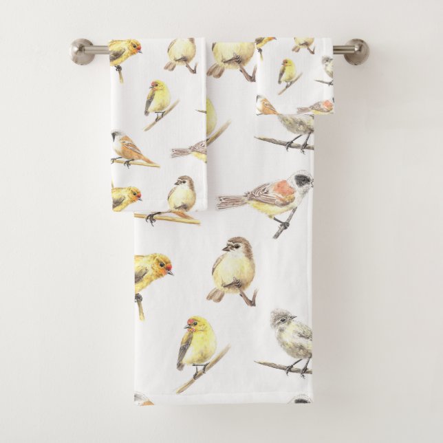 Conjunto De Toalhas Padrão de aves em contato (Insitu)
