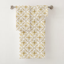 Padrão de Azulejo de Flor Pontilhado Dourado Elega