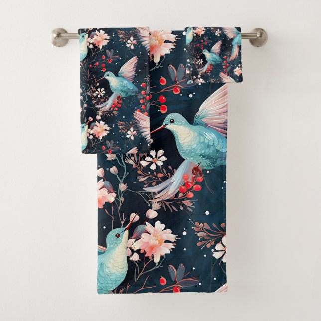 Conjunto De Toalhas Padrão de Beija-flores de Inverno (Insitu)