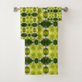 Conjunto De Toalhas Padrão de Blooms de Abstrato Verde Chartreuse