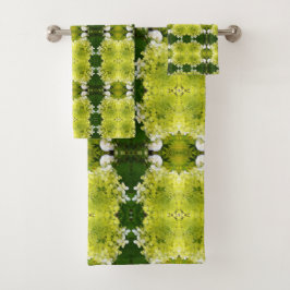 Conjunto De Toalhas Padrão de Blooms de Abstrato Verde Chartreuse