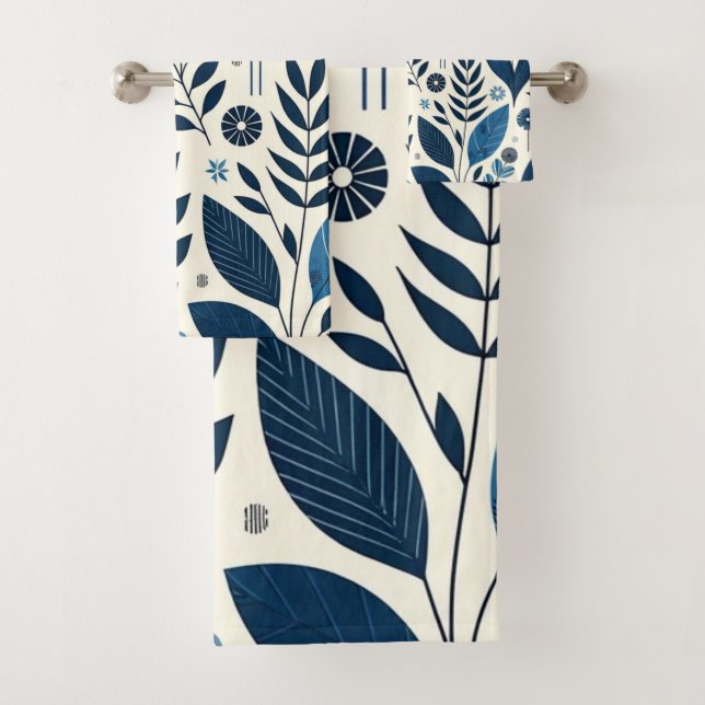 Conjunto De Toalhas padrão de blues botânico (Insitu)
