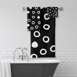 Conjunto De Toalhas Padrão de bolha preto e branco minimalista