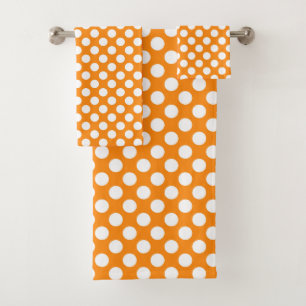 Conjunto De Toalhas padrão de bolinhas branco cor de laranja giro
