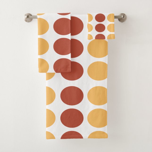 Conjunto De Toalhas Padrão de Bolinhas Castanho Laranja (Insitu)