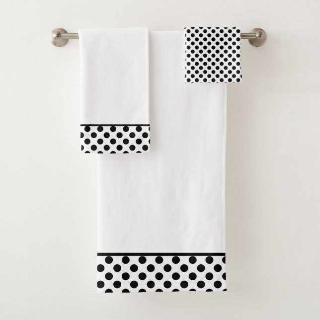 Conjunto De Toalhas Padrão de bolinhas pretas e brancas (Insitu)