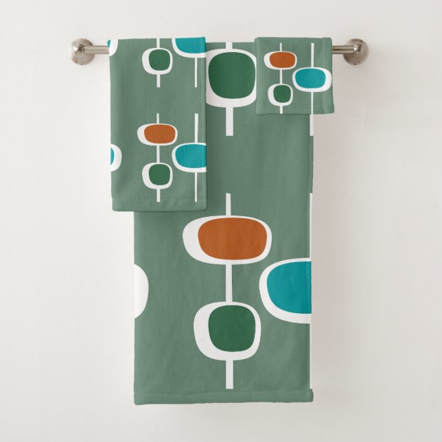 Conjunto De Toalhas Padrão de bolso bonito retrô de abstrato verde da  (Insitu)