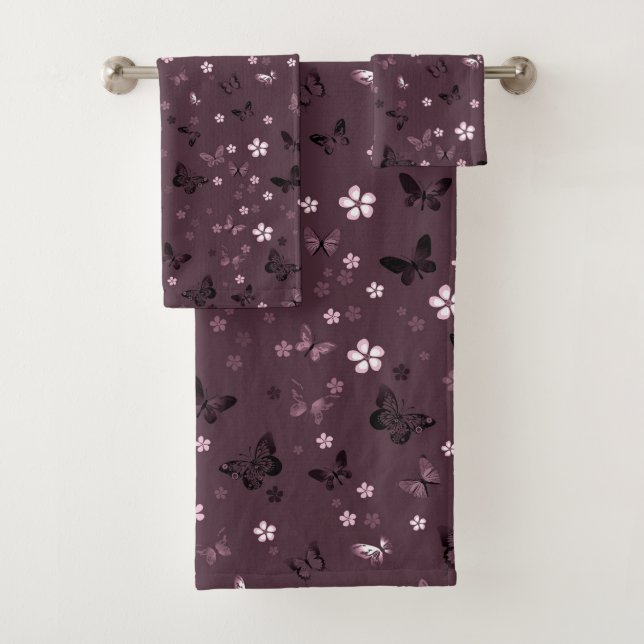 Conjunto De Toalhas Padrão de Borboleta 5 (Insitu)