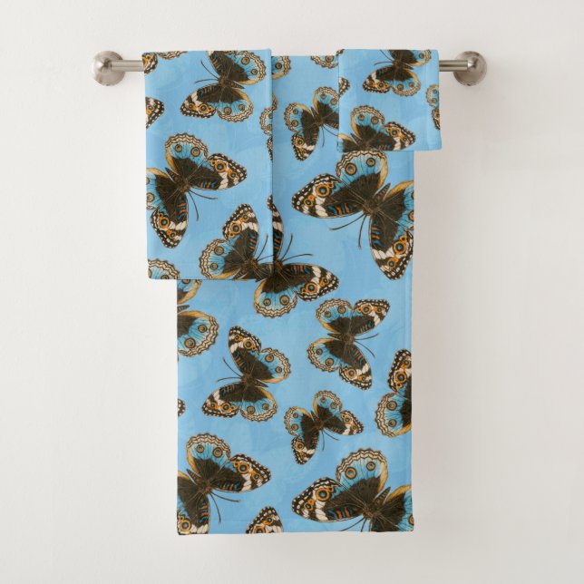 Conjunto De Toalhas Padrão de Borboleta Azul (Insitu)