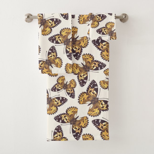 Conjunto De Toalhas Padrão de borboleta-dama pintada (Insitu)