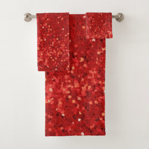 Conjunto De Toalhas Padrão de brilho cintilante vermelho