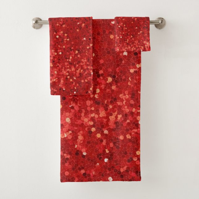 Conjunto De Toalhas Padrão de brilho cintilante vermelho (Insitu)