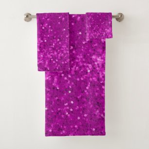 Conjunto De Toalhas Padrão de Brilho Falso Rosa Profundo Glam