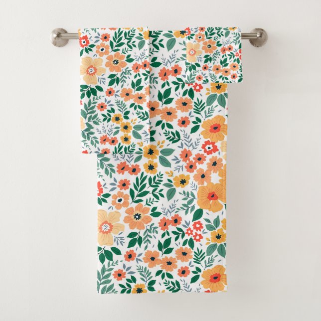 Conjunto De Toalhas Padrão de Buquê de Jardim Colorido (Insitu)