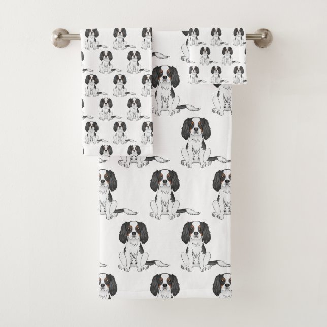 Conjunto De Toalhas Padrão de Cachorro Spaniel Cavalier King Charles T (Insitu)
