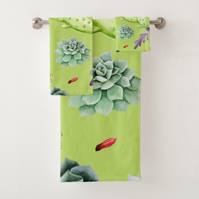 Conjunto De Toalhas Padrão de Cacto 6 (Insitu)