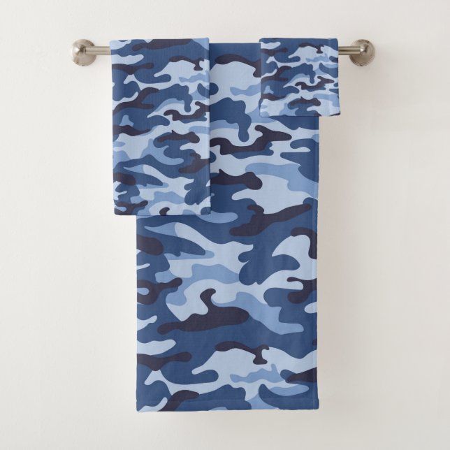 Conjunto De Toalhas Padrão de Camuflagem Azul Escuro (Insitu)