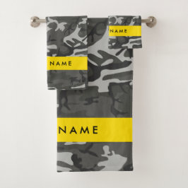 Conjunto De Toalhas Padrão de Camuflagem Cinza, Seu nome, Personalizar