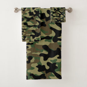 Conjunto De Toalhas Padrão de Camuflagem Militar da Floresta