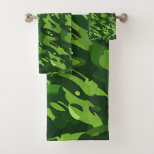 Conjunto De Toalhas Padrão de Camuflagem Militar Verde Florestal