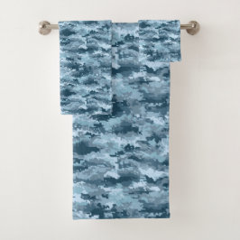 Conjunto De Toalhas Padrão de camuflagem pixelada militar azul