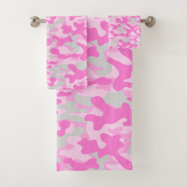 Conjunto De Toalhas Padrão de Camuflagem Rosa Feminino