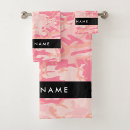 Conjunto De Toalhas Padrão de Camuflagem Rosa, Seu nome, Personalize