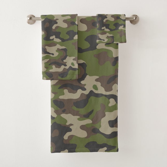 Conjunto De Toalhas Padrão de Camuflagem Verde (Insitu)