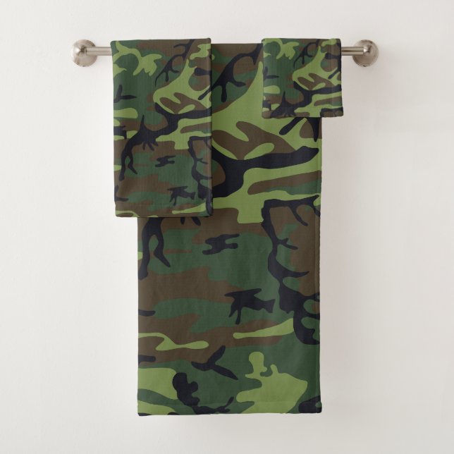 Conjunto De Toalhas Padrão de Camuflagem Verde, Padrão Militar, Exérci (Insitu)