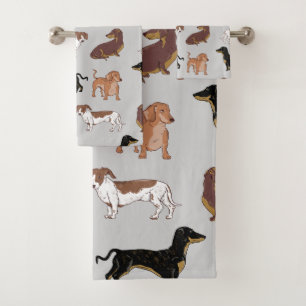 Conjunto De Toalhas Padrão de cão Dachshund