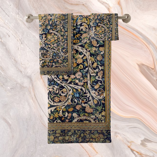 Conjunto De Toalhas Padrão De Carpete Floral Decorativo (Criador carregado)