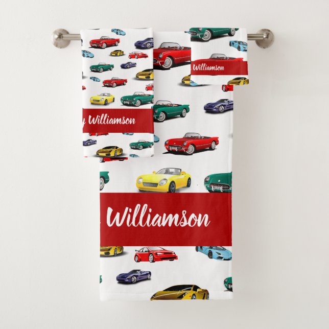 Conjunto De Toalhas Padrão de Carro Veículos Multicoloridos Carros Aut (Insitu)