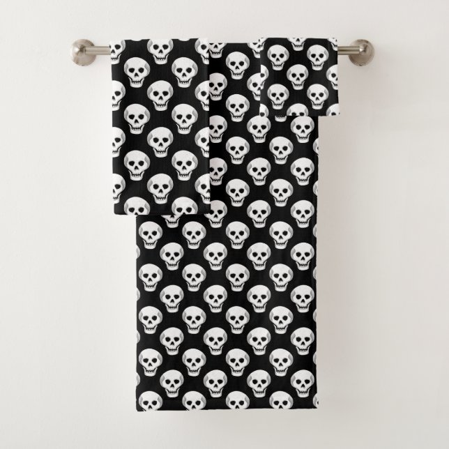 Conjunto De Toalhas Padrão de Caveira de Halloween (Insitu)