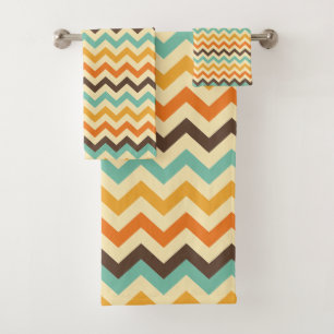 Conjunto De Toalhas Padrão de Chevron de Vintage Retro Elegante