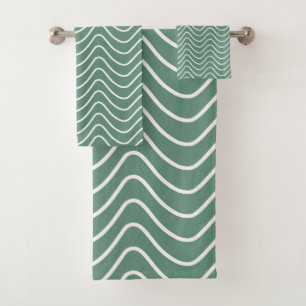 Conjunto De Toalhas Padrão de Chevron Verde Tropical Zigzag Mínimo