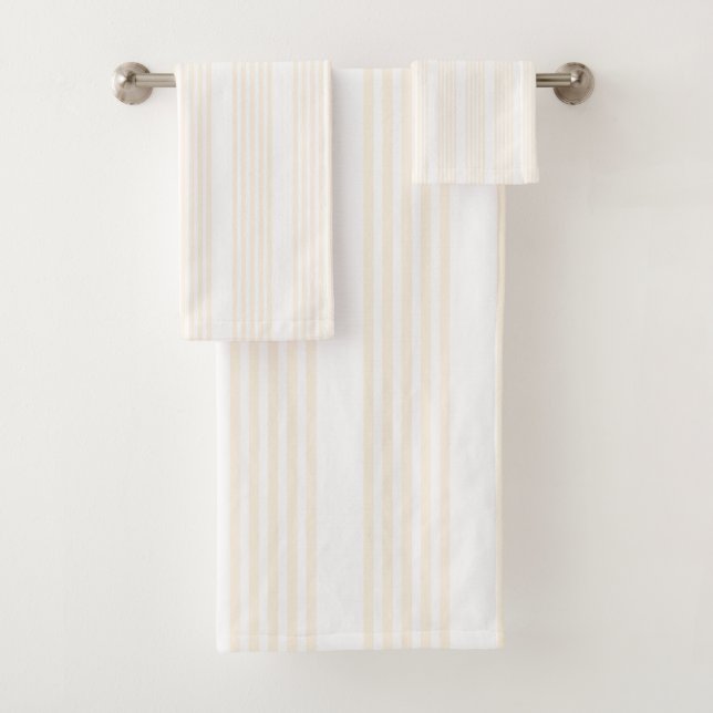 Conjunto De Toalhas Padrão de cinco faixas bege e branco (Insitu)