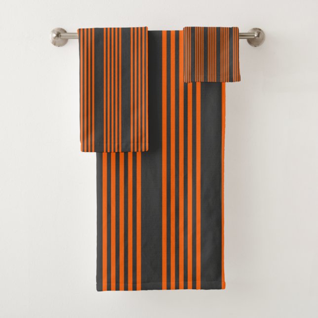 Conjunto De Toalhas Padrão de cinco faixas de laranja e carvão (Insitu)