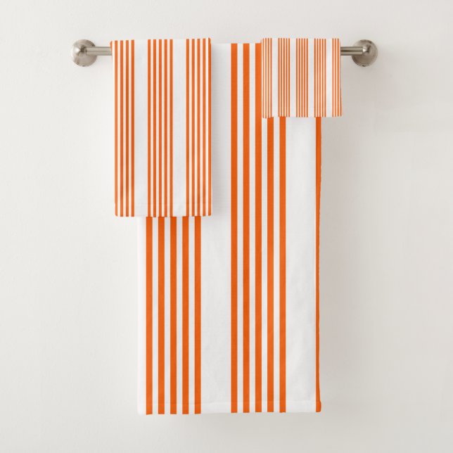 Conjunto De Toalhas Padrão de cinco faixas laranja e branca (Insitu)